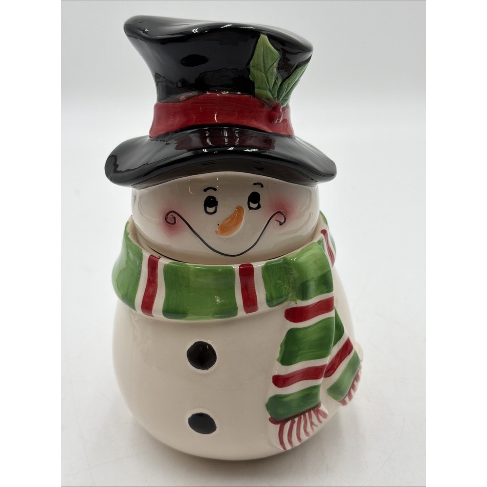 Festive Snowman Cookie Jar by "David's Cookies from QVC" 9" tall Display Only